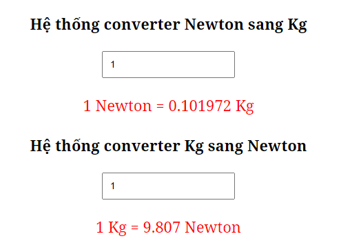 1 newton = kg