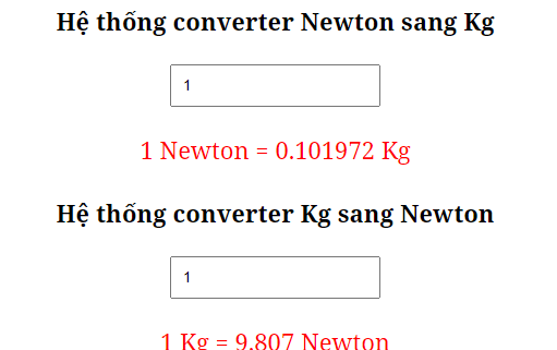 newton units in kg