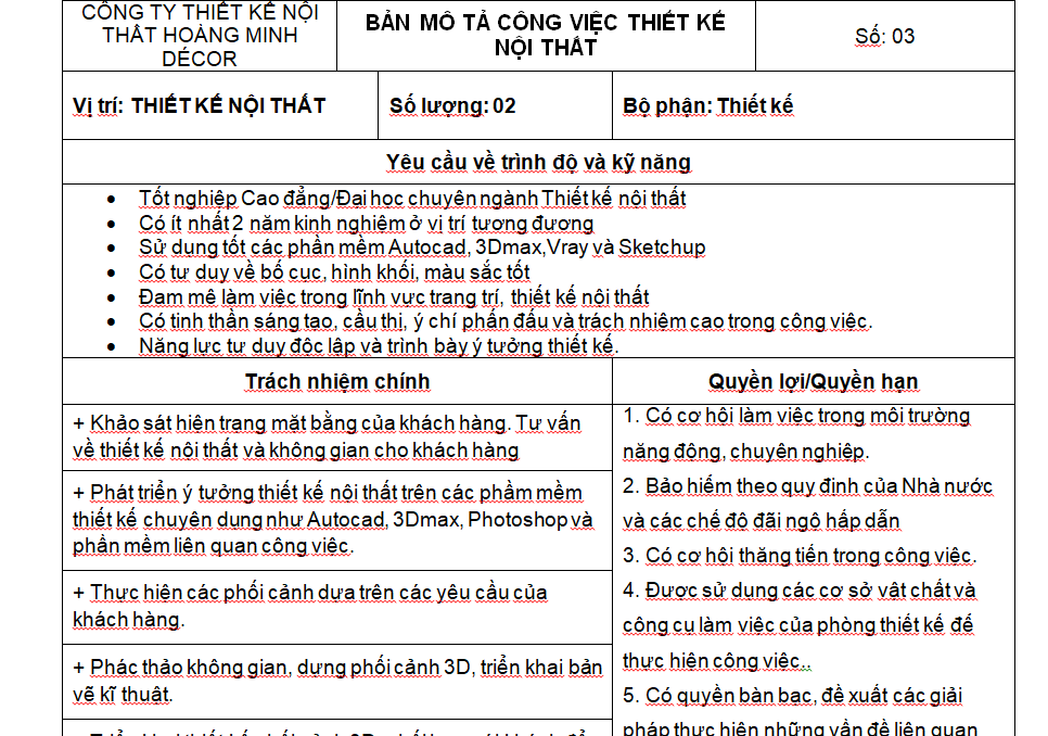 Thiết kế nội thất tuyển dụng 2024 sẽ mang lại nhiều cơ hội cho những người có đam mê với lĩnh vực này. Với sự phát triển nhanh chóng của ngành này, nhu cầu về tuyển dụng nhân sự thiết kế nội thất cũng tăng lên đáng kể. Đồng nghĩa với việc bạn sẽ có cơ hội tham gia vào các dự án lớn, trải nghiệm công việc đa dạng và được trang bị các kỹ năng mới nhất để phát triển sự nghiệp của mình.